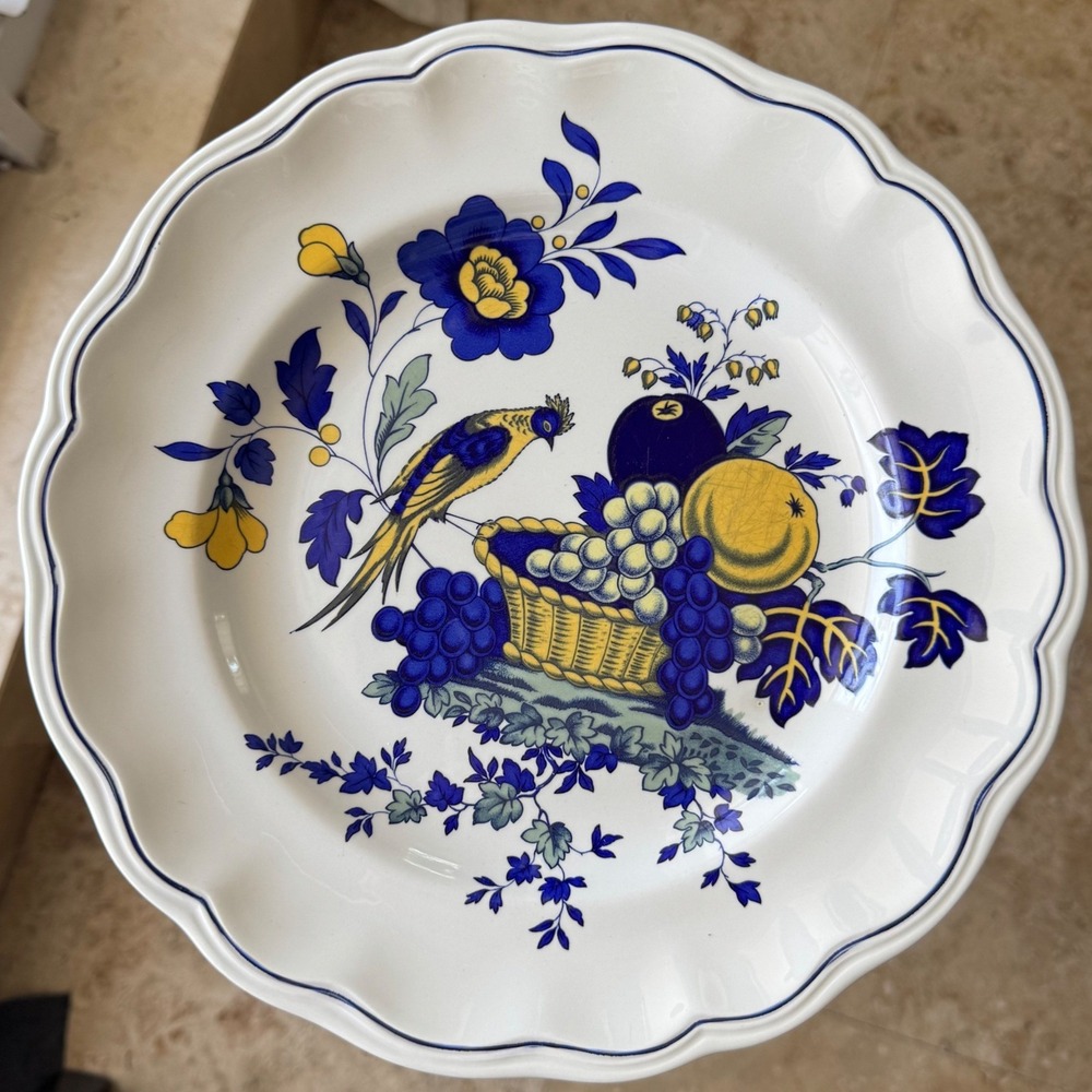 Spode Blue Bird Dinner Plate 10.5" Set of 4 Made in England Scalloped